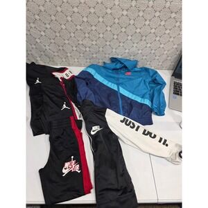 Kids Jordan Nike Tracksuit Set Jacket Pants Black Red Blue White Size M 5-6 READ
